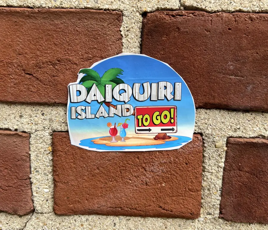 A Daiquiri Island To Go sticker in the wild